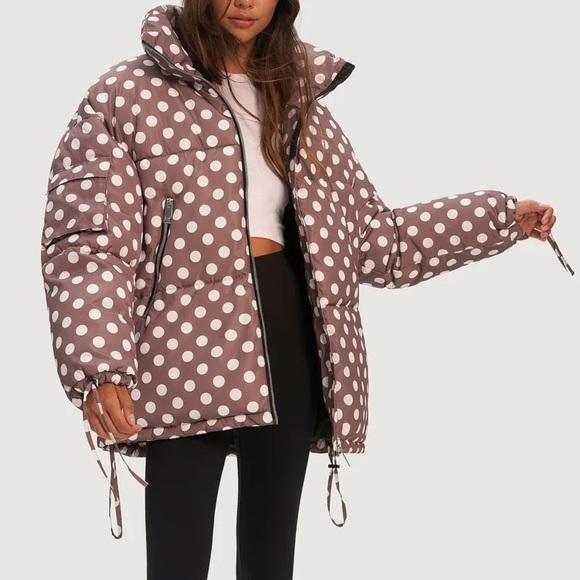 Noize Jackets & Blazers - Noize Faika Polka Dot Oversized Short Length Puffer Coat Jacket